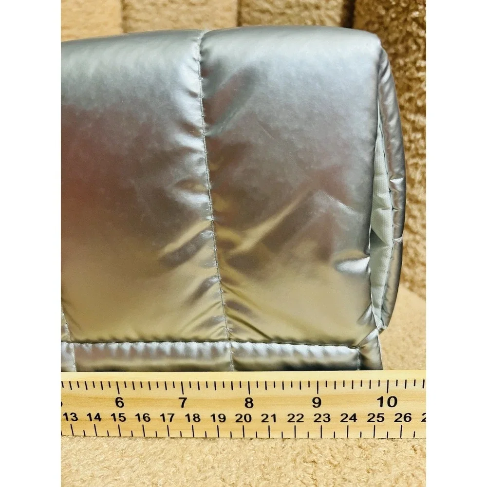 NEW W/ Tag TWO Shiny Silver Puffer Quilted Full Size Tissue Box Holders